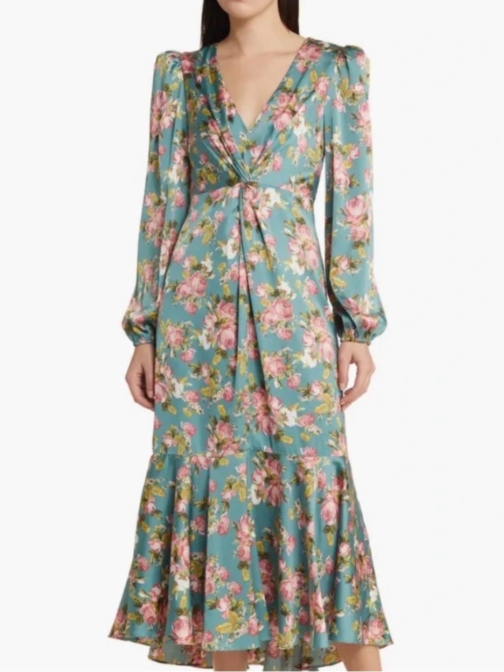 Astr The Label Floral Print Satin Midi Dress in Sz S